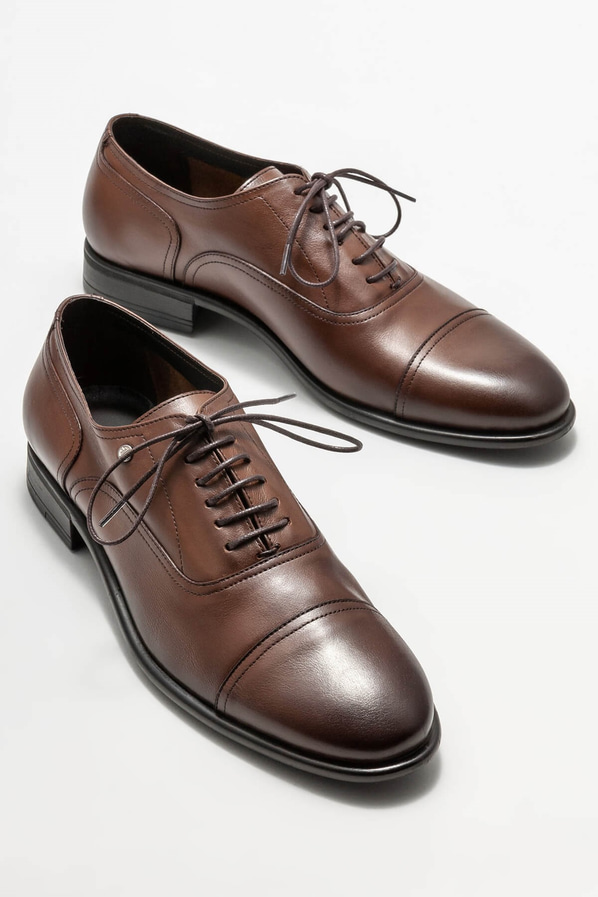 Taba deri erkek klasik ayakkabı - Elle Shoes