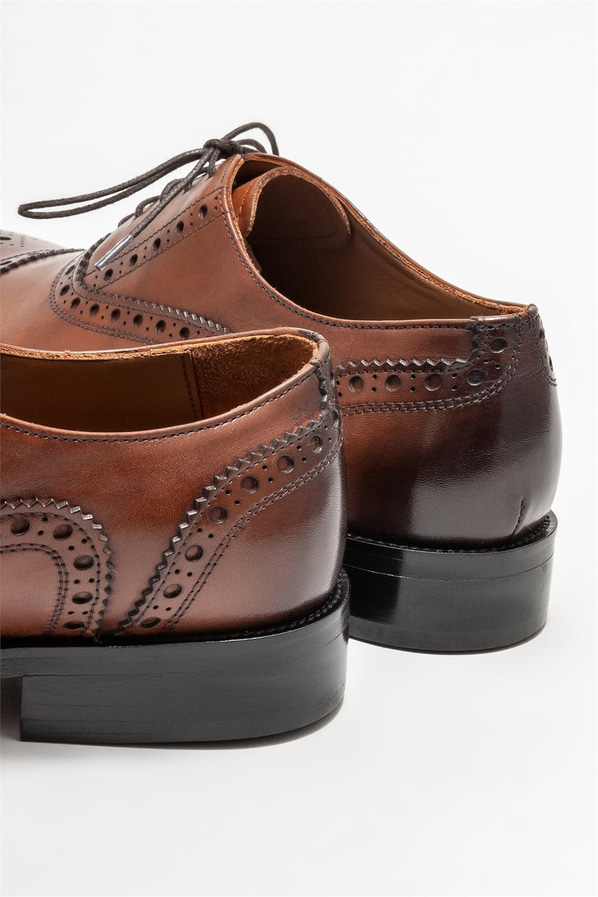 Taba deri erkek klasik ayakkabı - Elle Shoes