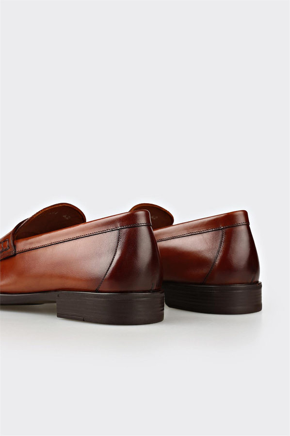 Taba deri erkek loafer, ofis stili için - Elle Shoes