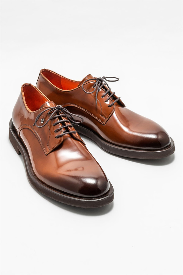 Taba deri erkek klasik ayakkabı - Elle Shoes