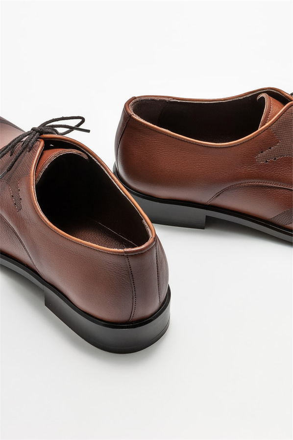 Taba deri erkek klasik ayakkabı - Elle Shoes