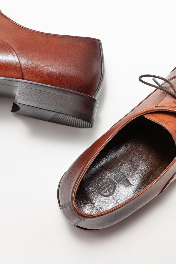 Taba deri erkek klasik ayakkabı - Elle Shoes