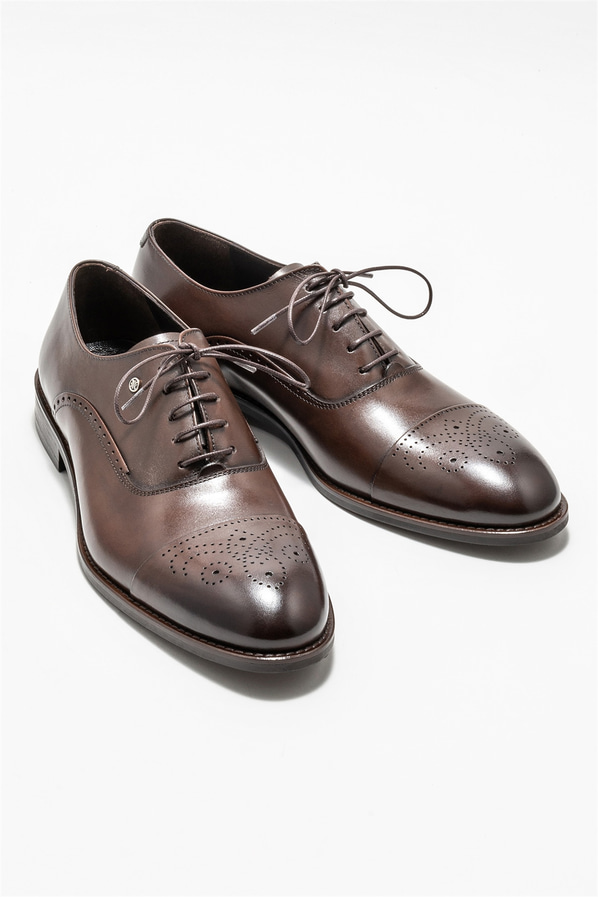 Taba deri erkek klasik ayakkabı - Elle Shoes