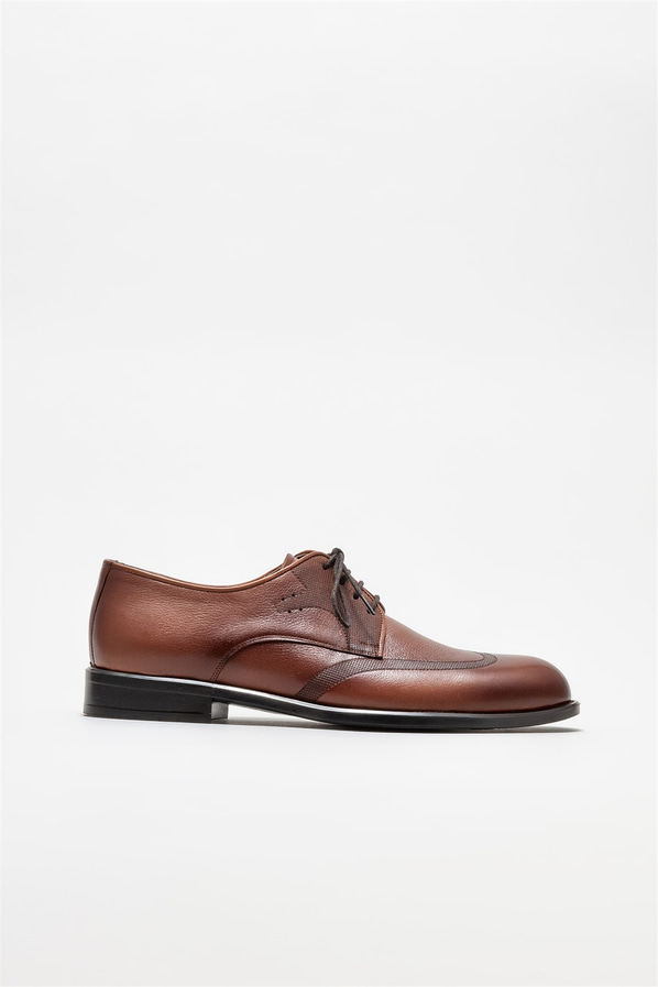 Taba deri erkek klasik ayakkabı - Elle Shoes