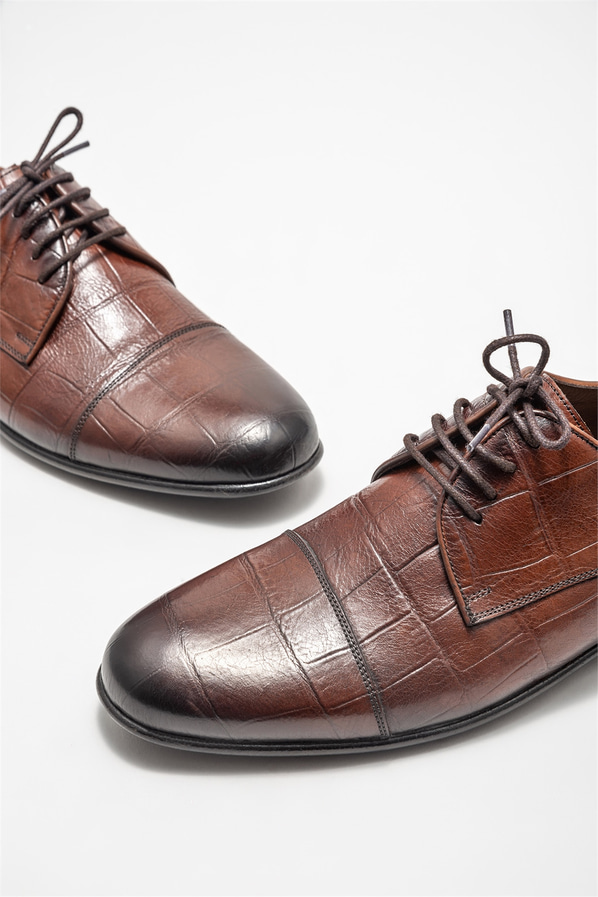 Taba deri erkek klasik ayakkabı - Elle Shoes