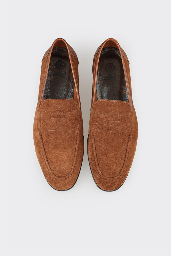 Taba deri erkek loafer, klasik stil için - Elle Shoes