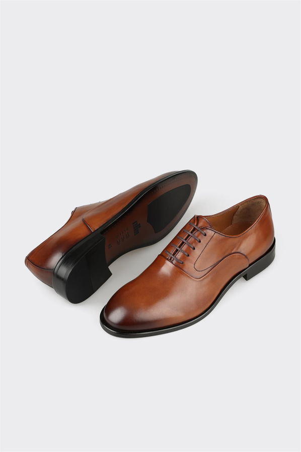 Taba deri erkek klasik ayakkabı - Elle Shoes
