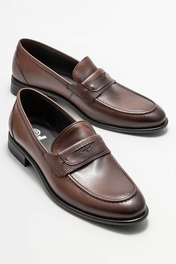 Taba deri erkek loafer, klasik stil için - Elle Shoes