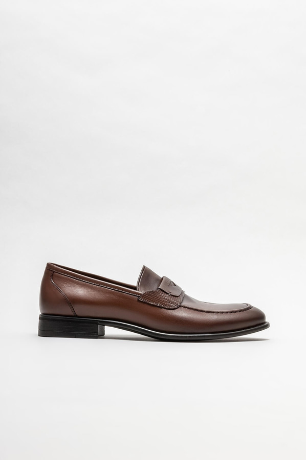 Taba deri erkek loafer, klasik stil için - Elle Shoes
