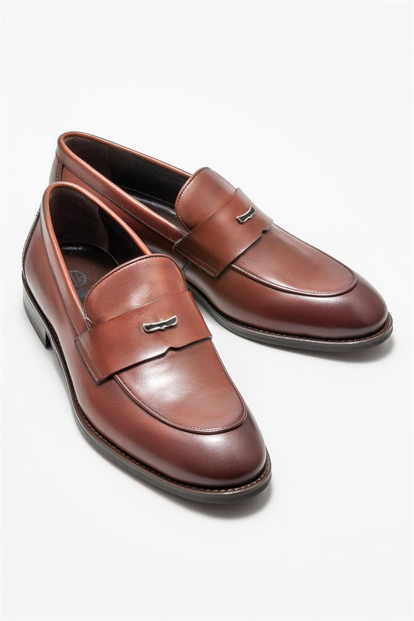 Taba deri erkek loafer, klasik stil için - Elle Shoes