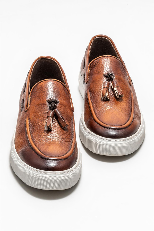 Taba deri erkek loafer - Elle Shoes