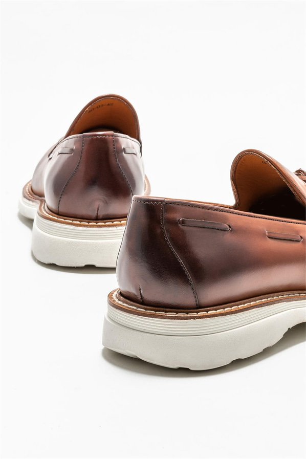 Taba deri erkek loafer - Elle Shoes