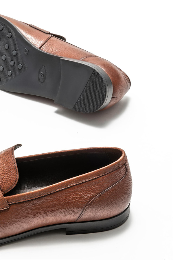 Taba deri erkek loafer - Elle Shoes