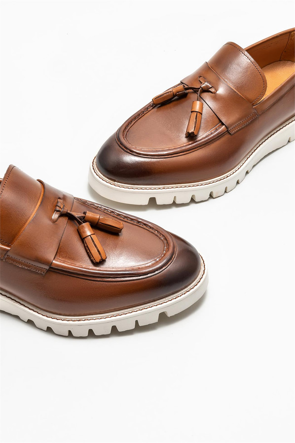 Taba deri erkek loafer - Elle Shoes