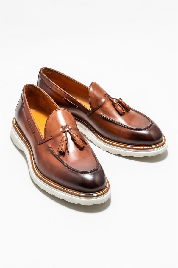 Taba deri erkek loafer - Elle Shoes