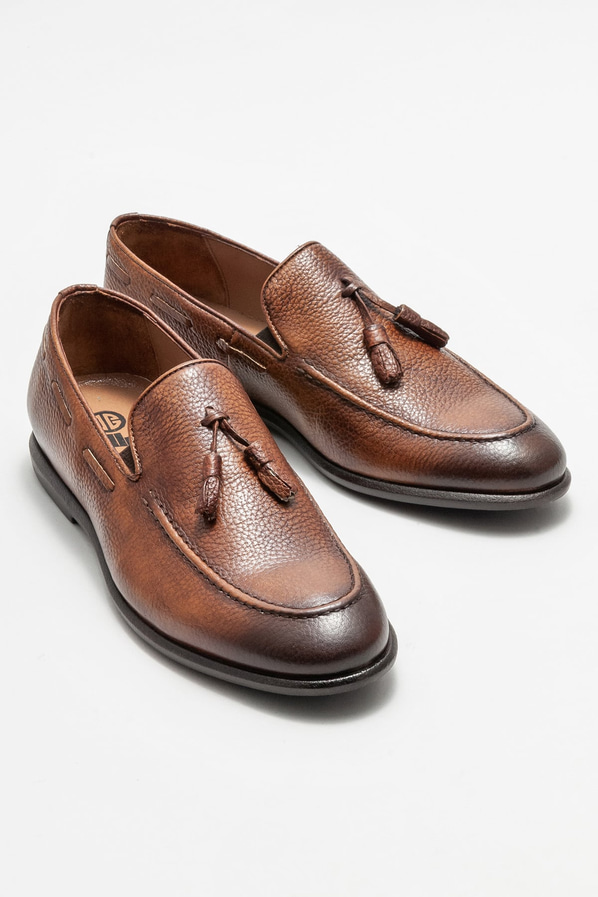 Taba deri erkek loafer - Elle Shoes
