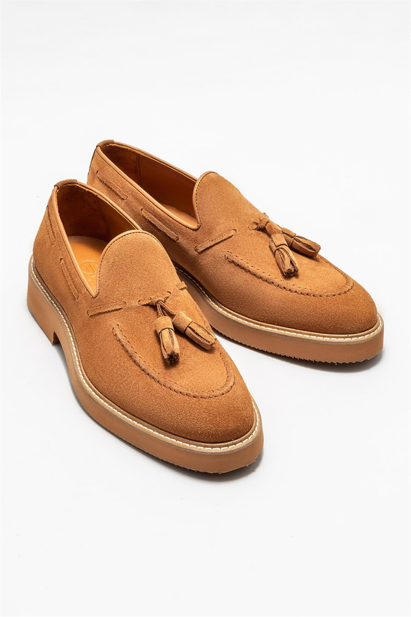 Taba deri erkek loafer - Elle Shoes