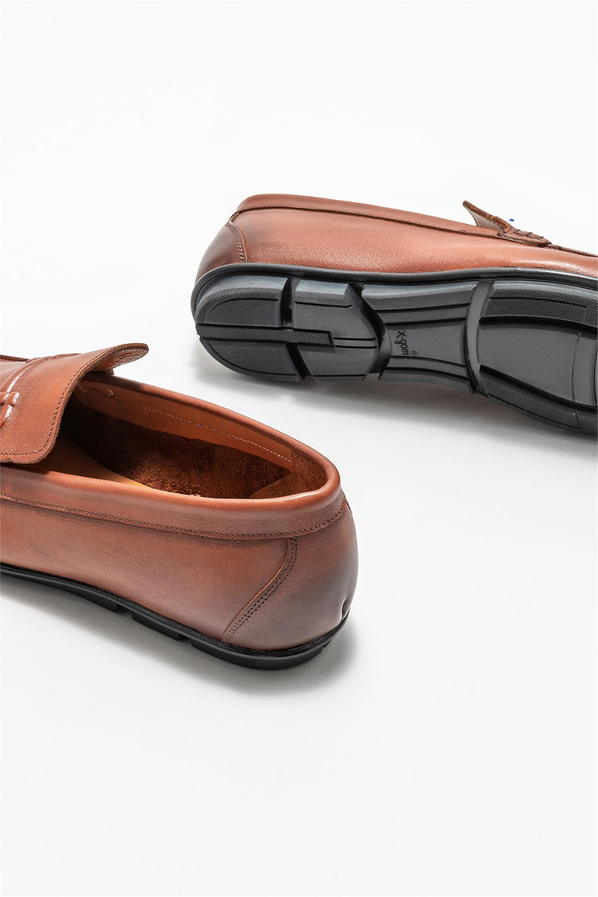 Taba deri erkek loafer - Elle Shoes