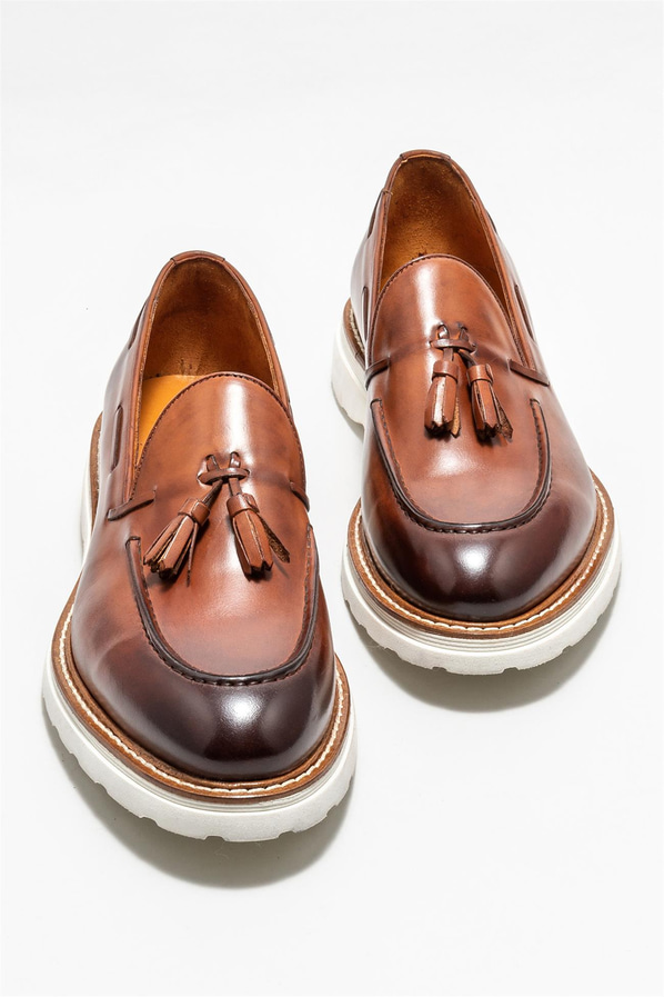 Taba deri erkek loafer - Elle Shoes