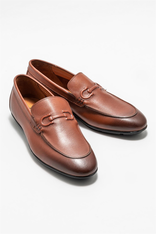 Taba deri erkek loafer - Elle Shoes