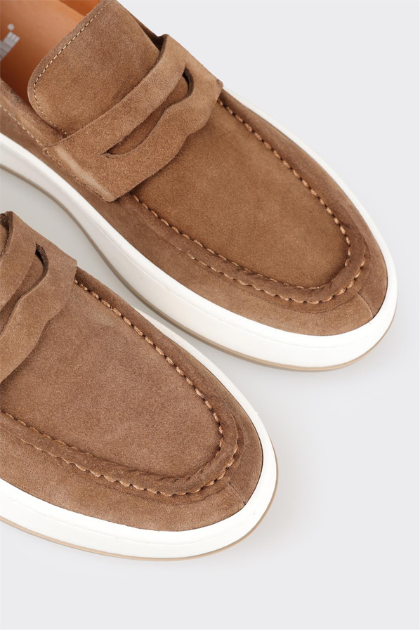 Taba deri erkek loafer - Elle Shoes