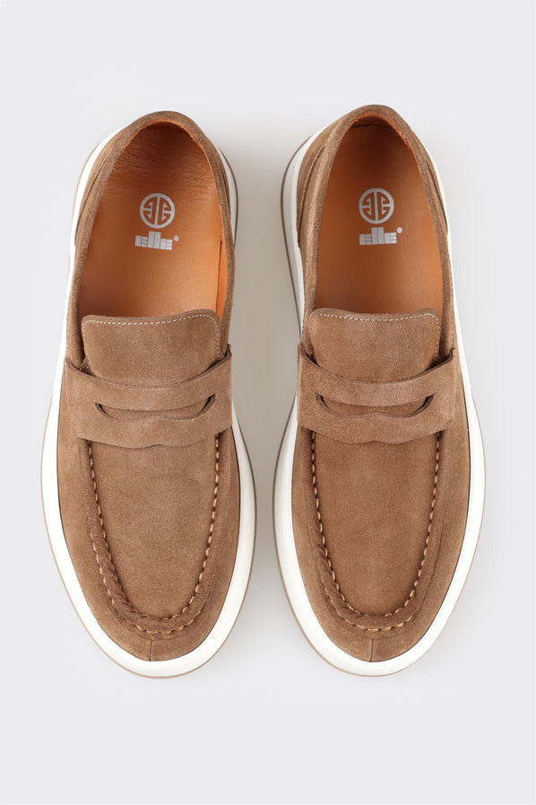 Taba deri erkek loafer - Elle Shoes