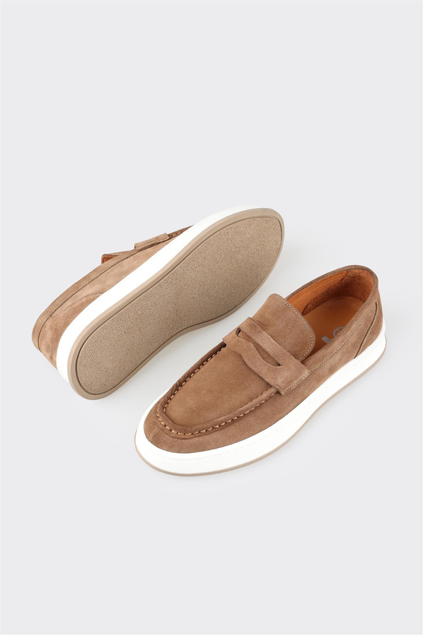 Taba deri erkek loafer - Elle Shoes