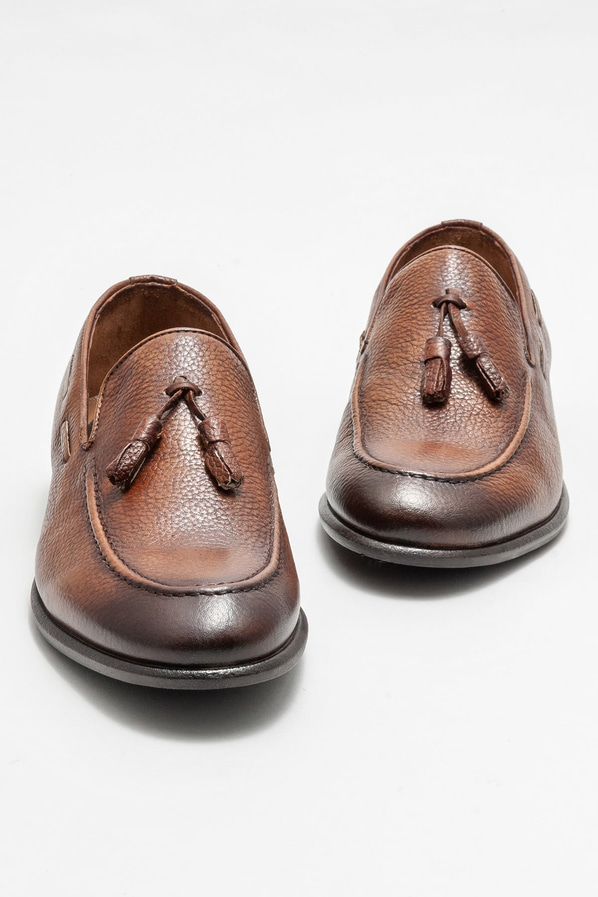 Taba deri erkek loafer - Elle Shoes