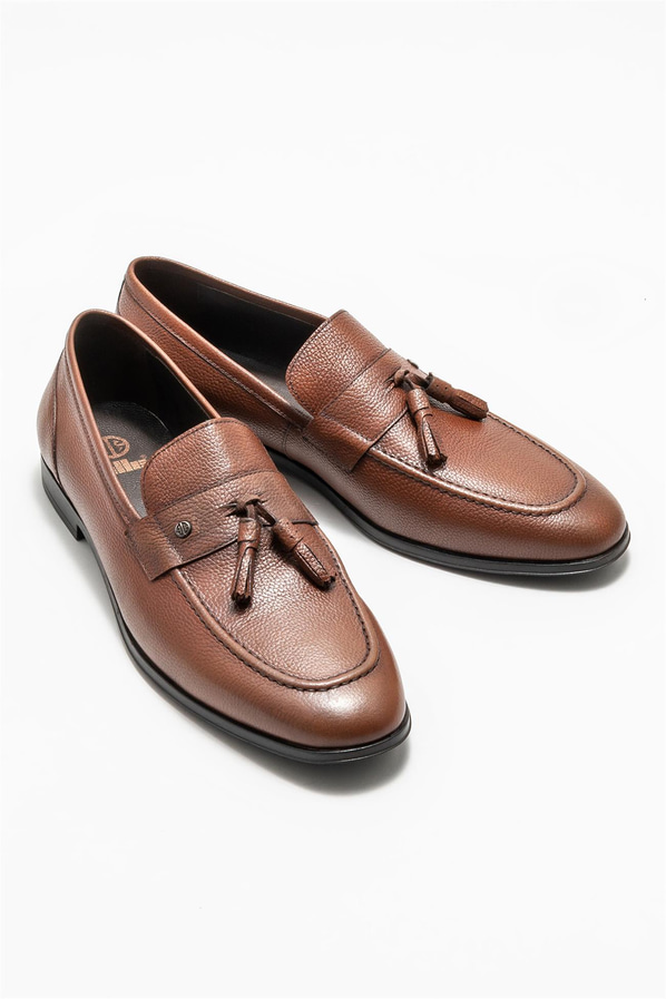 Taba deri erkek loafer - Elle Shoes