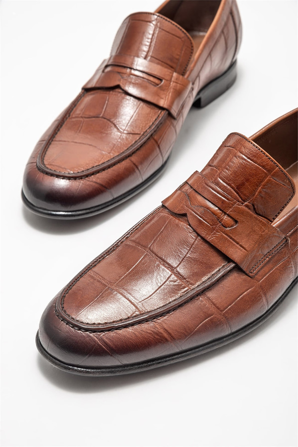 Taba deri erkek loafer - Elle Shoes