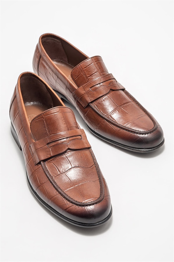 Taba deri erkek loafer - Elle Shoes