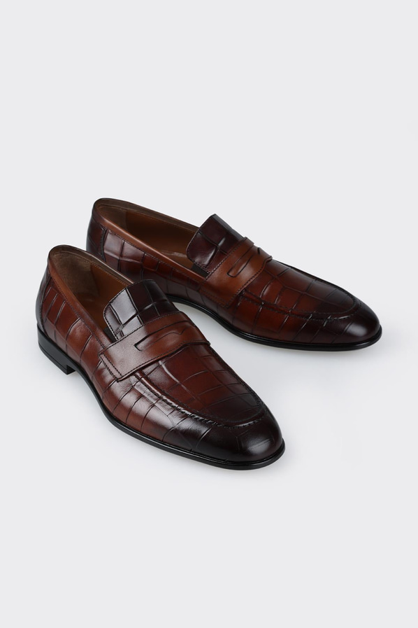 Taba deri erkek loafer - Elle Shoes