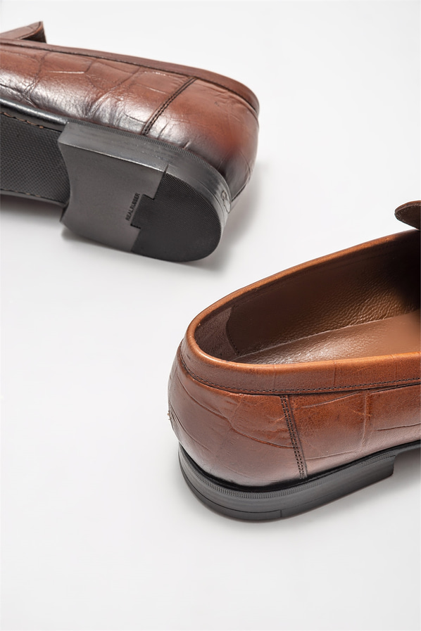 Taba deri erkek loafer - Elle Shoes