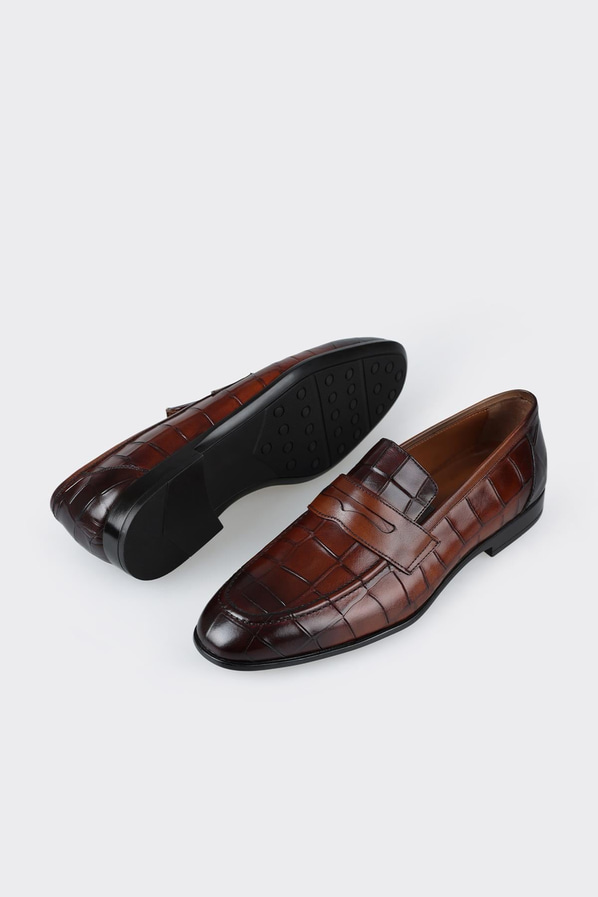 Taba deri erkek loafer - Elle Shoes