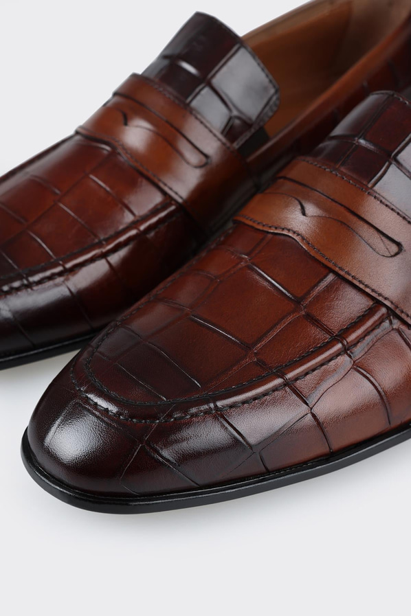 Taba deri erkek loafer - Elle Shoes