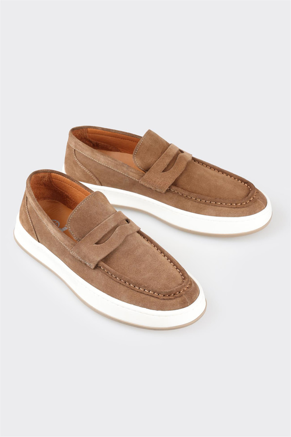 Taba deri erkek loafer - Elle Shoes