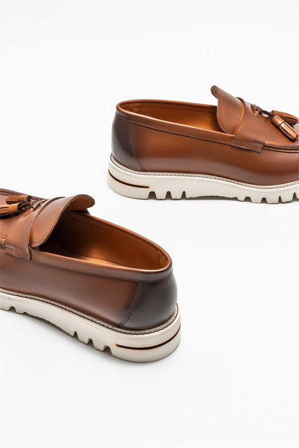 Taba deri erkek loafer - Elle Shoes
