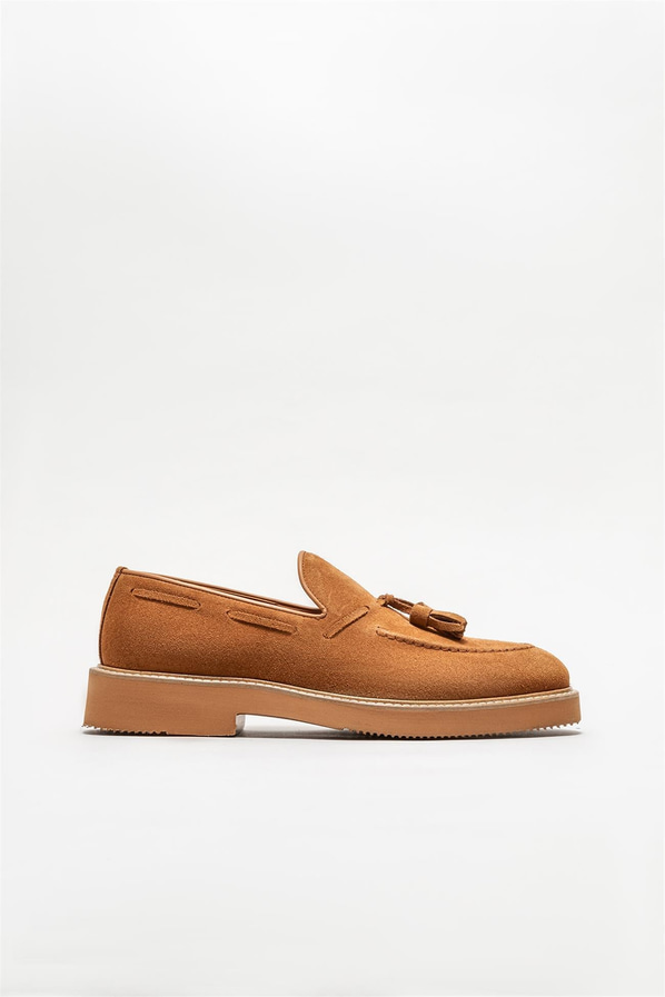 Taba deri erkek loafer - Elle Shoes