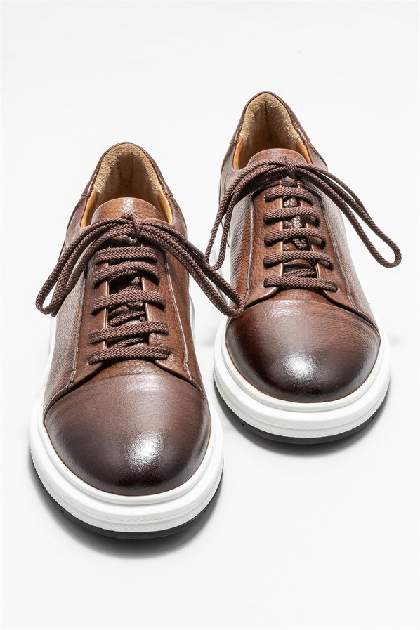 Taba deri erkek spor ayakkabı - Elle Shoes