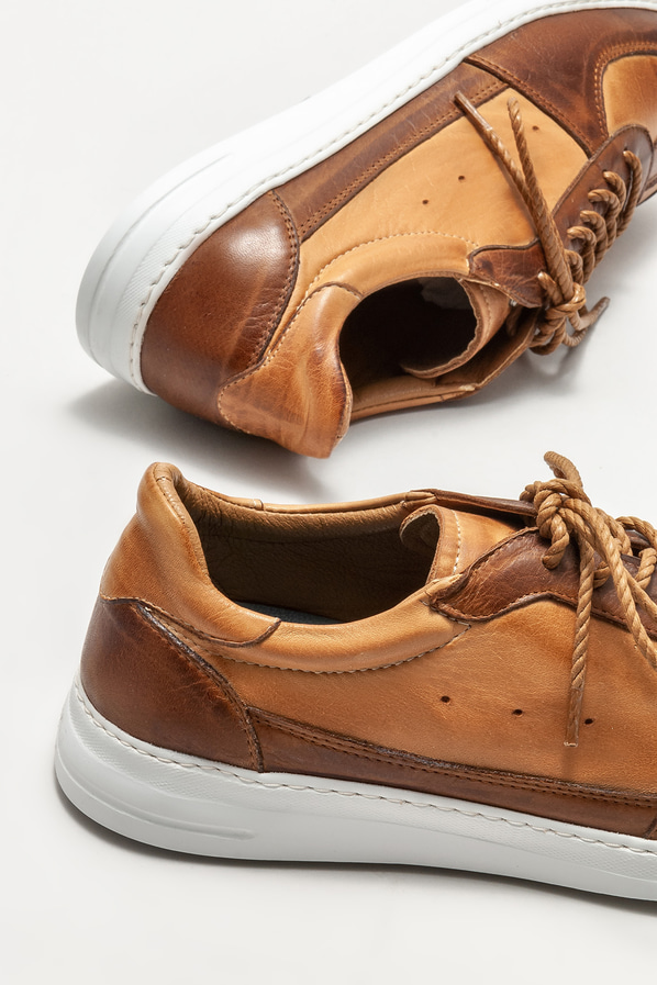 Taba deri erkek spor ayakkabı - Elle Shoes