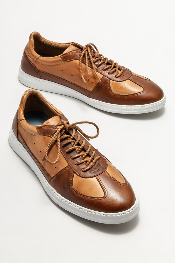 Taba deri erkek spor ayakkabı - Elle Shoes