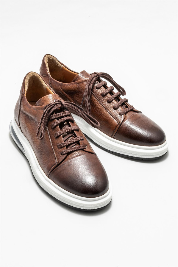 Taba deri erkek spor ayakkabı - Elle Shoes