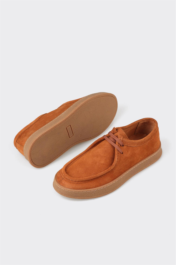 Taba deri ve süet erkek spor ayakkabı, rahat kullanım için - Elle Shoes