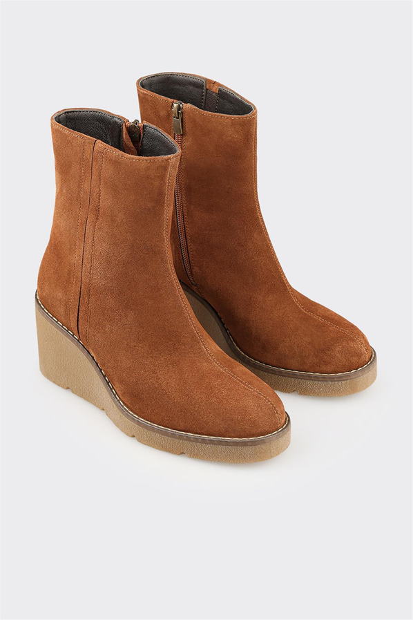 Taba toprak deri kadın bot, rahat kullanım için - Elle Shoes