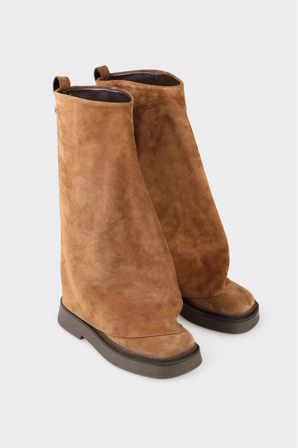 Taba deri kadın çizme - Elle Shoes