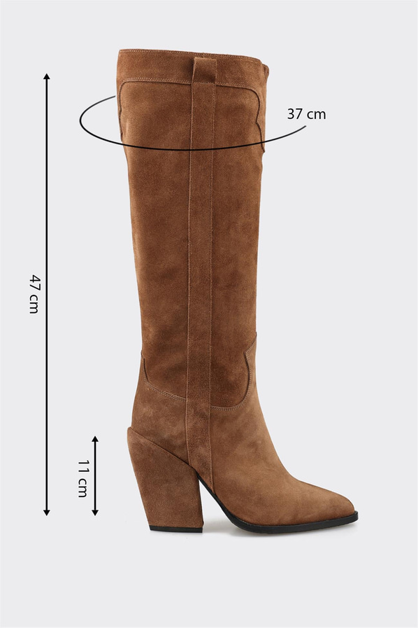 Taba deri kadın çizme - Elle Shoes