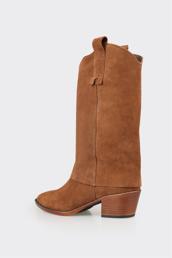 Taba deri kadın çizme - Elle Shoes