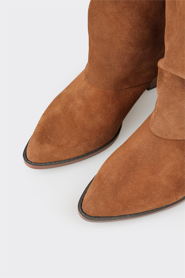 Taba deri kadın çizme - Elle Shoes