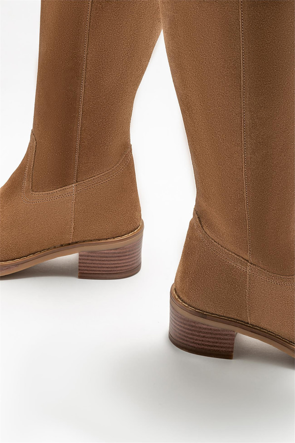 Taba deri kadın çizme - Elle Shoes