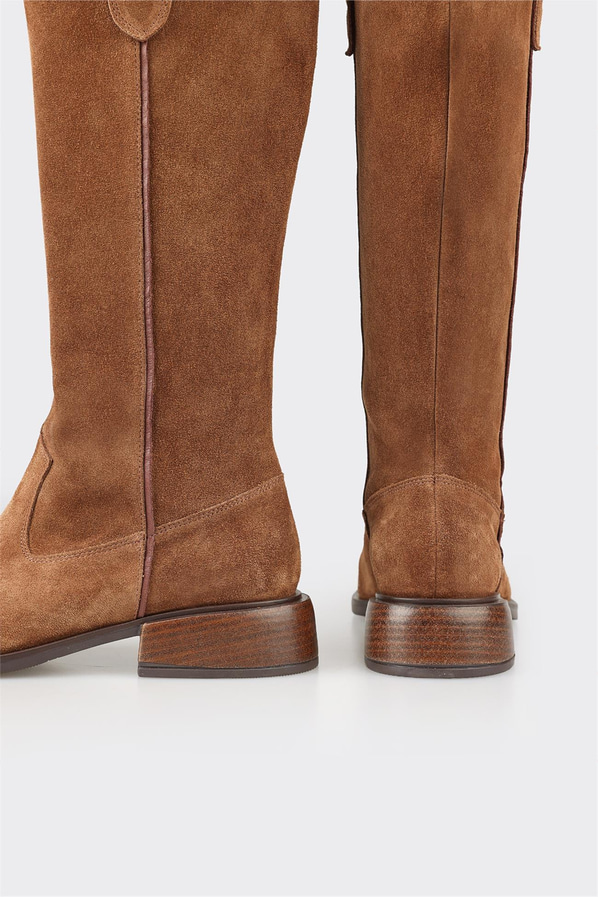 Taba deri kadın çizme - Elle Shoes